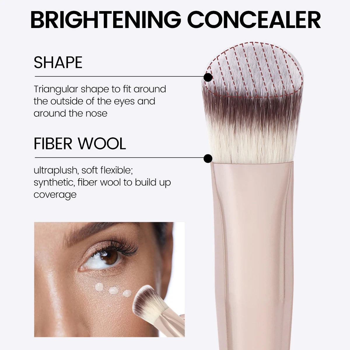 under Eye Concealer Makeup Brush Triangle Foundation Brush for Liquid Cream Blending Concealing Cosmetic Makeup Tools