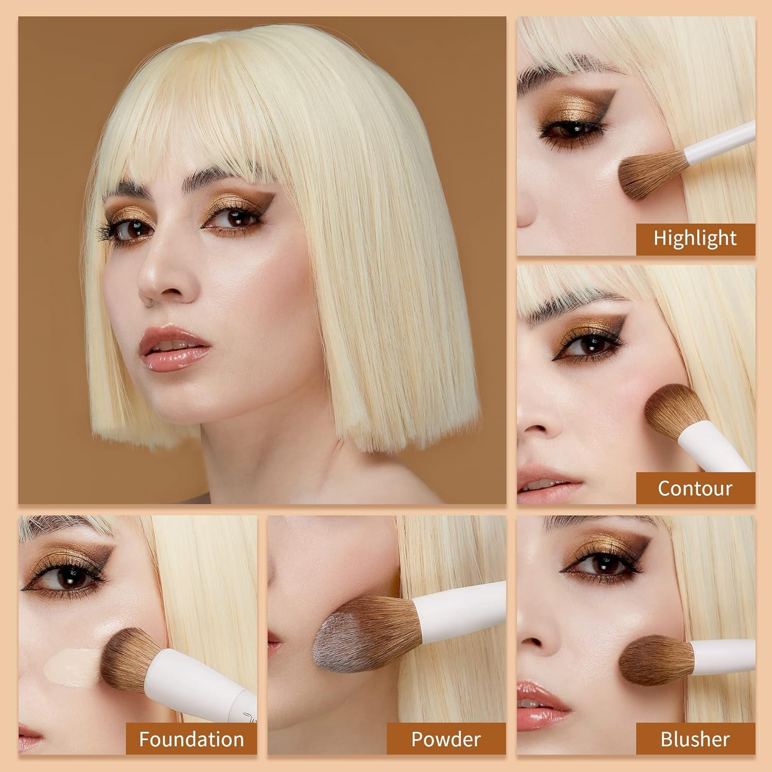 Jessup Pinselset Makeup Pinsel Make up Pinsel Set 14 Stück Schminkpinsel Kosmetikpinsel Gesichtspinsel Augenpinsel Lidschattenpinsel Puderpinsel Foundation Highlight Concealer Pinsel T329